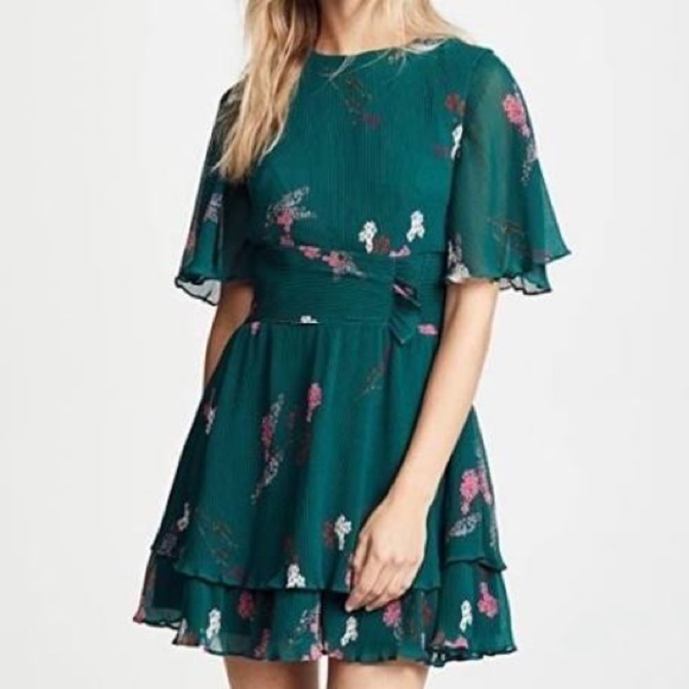 Keepsake dark green floral mini dress